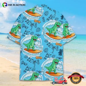 Tropical Dinosaur Surfing Hawaiian Shirt