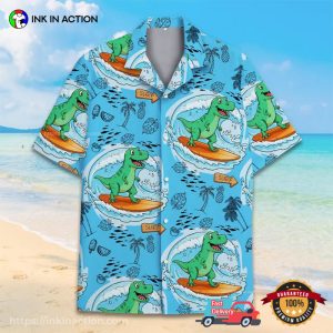 Tropical Dinosaur Surfing Hawaiian Shirt 2