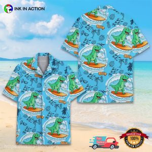 Tropical Dinosaur Surfing Hawaiian Shirt Tropical Dinosaur Surfing Hawaiian Shirt