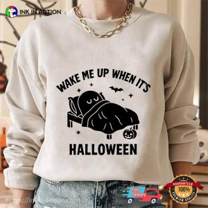 Wake Me Up When It’s Halloween Funny Spooky Ghost T-shirt