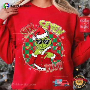 6 7 Bruh Joke Mean Green Guy Christmas T-shirt