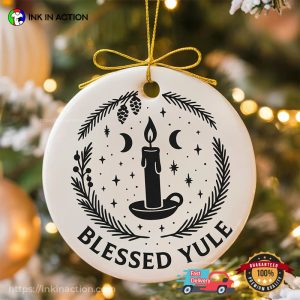 Blessed Yule, winter solstice celebration Ornament 3 InkInAction.com