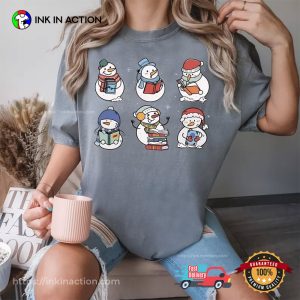 Book Lover Snowman Winter Holiday Comfort Colors Shirt