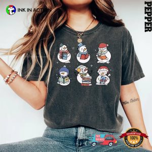 Book Lover Snowman Winter Holiday Comfort Colors Shirt 2 InkInAction.com