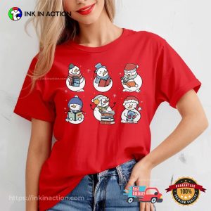 Book Lover Snowman Winter Holiday Comfort Colors Shirt 3 InkInAction.com