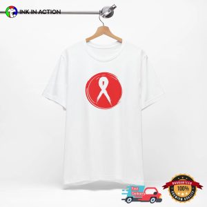 Brushstroke Red ribbon for aids T shirt 2