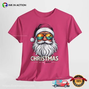 Christmas At The Beach Santa Sunglasses Graphic Tee