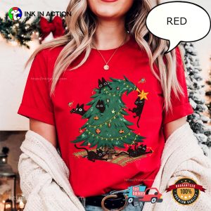 Christmas Tree And Kittens Merry Xmas Eve Comfort Colors Tee