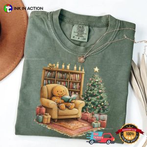 Cozy Christmas Gingerbread Reading Books Comfort Colors Shirt