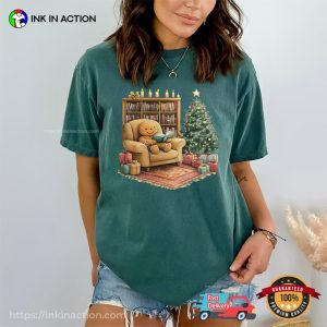 Cozy Christmas Gingerbread Reading Books Comfort Colors Shirt
