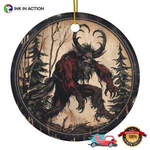 Creepy Horned Krampus In Red Christmas Ornament