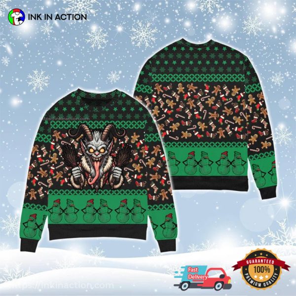Creepy Krampus Gingerbread Ugly Christmas Sweater