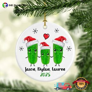 Custom Adorable Christmas Pickle Family Ornament Custom Adorable Christmas Pickle Family Ornament