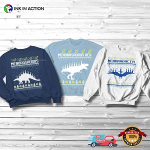 Custom Menorasaurus Dinosaur Hanukkah, Ugly Hanukkah Gifts Tee