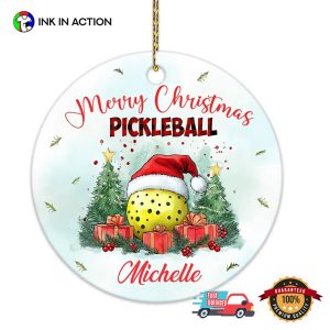 Custom Merry Christmas Pickleball Ornament InkInAction.com