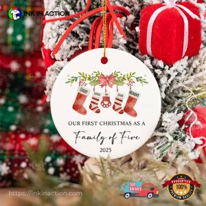 Custom Our First Christmas As A Four Ornament 3 InkInAction.com