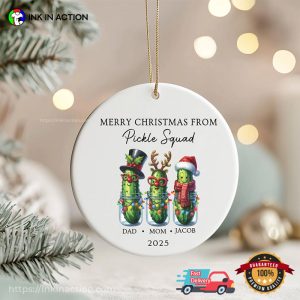 Custom Pickle Squad Merry Christmas Ornament 2