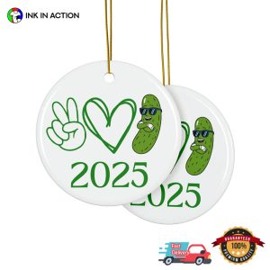 Custom Year Peace Love And Pickles Ornament