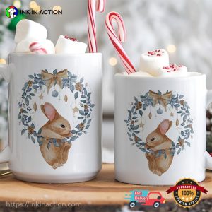 Cute Bunny Christmas Wreath Mug