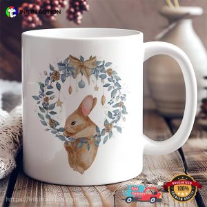 Cute Bunny Christmas Wreath Mug