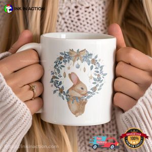 Cute Bunny Christmas Wreath Mug 3