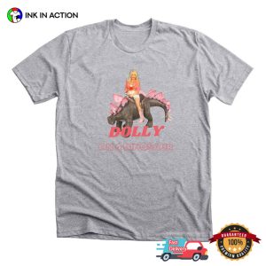 Dolly on a Dinosaur, Dolly Parton Cartoon Graphic T shirt 3
