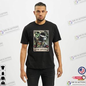 Frankensrein And Elizabeth Monster The Lovers Card T shirt 3