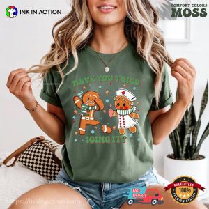 Funny Christmas Gingerbread Nurse Comfort Colors Shirt 3 InkInAction.com