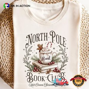 Funny North Pole Book Club Christmas Bookish T shirt InkInAction.com