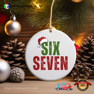 Funny Number Meme Six Seven Christmas Ornament