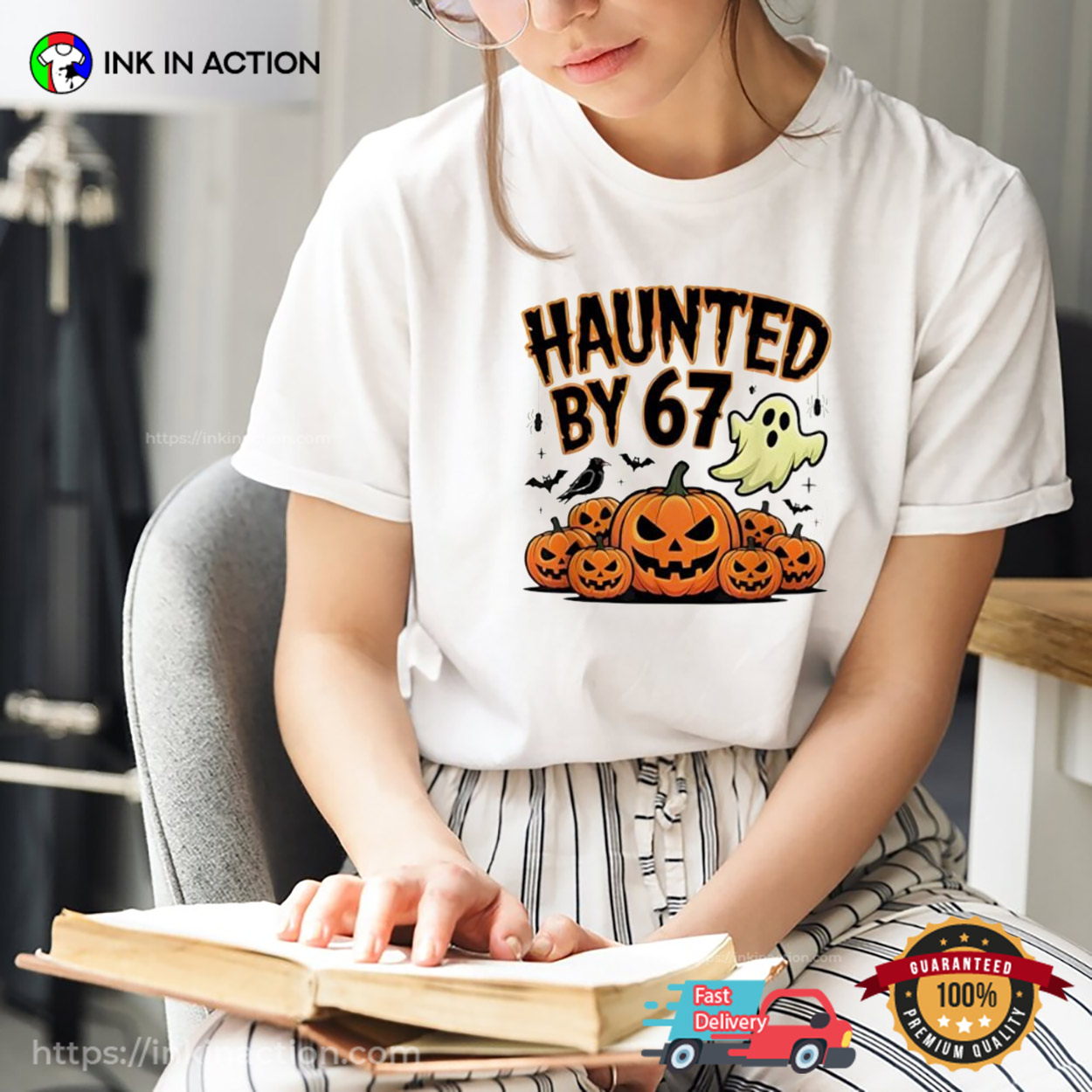 Haunted By 67 Ghost And Pumpkin Halloween T-shirt