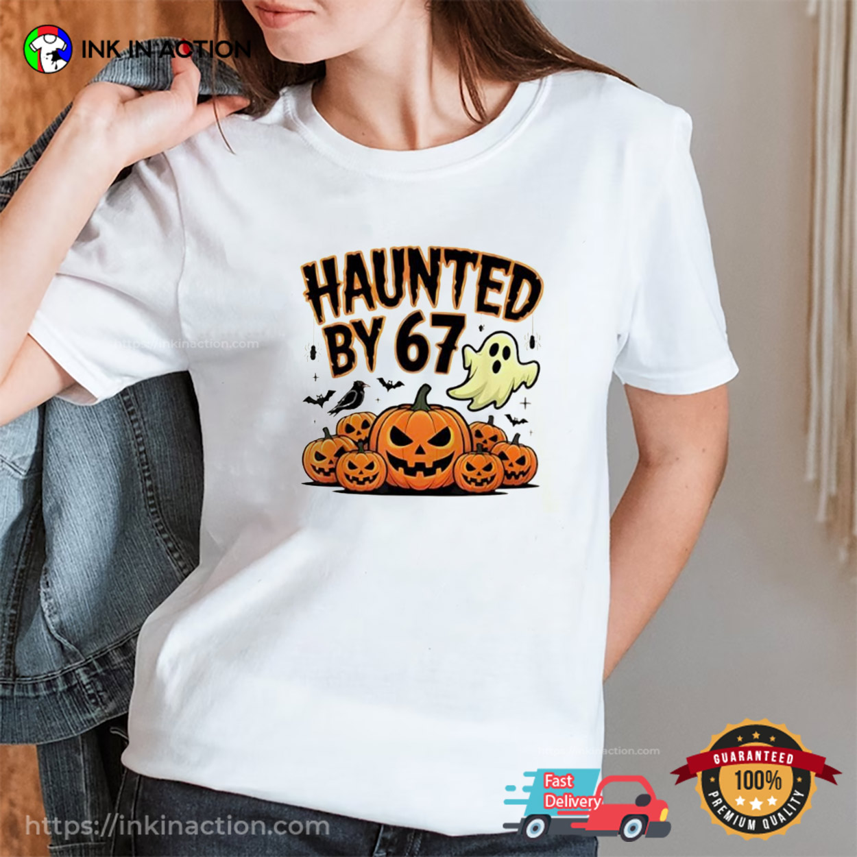 Haunted By 67 Ghost And Pumpkin Halloween T-shirt