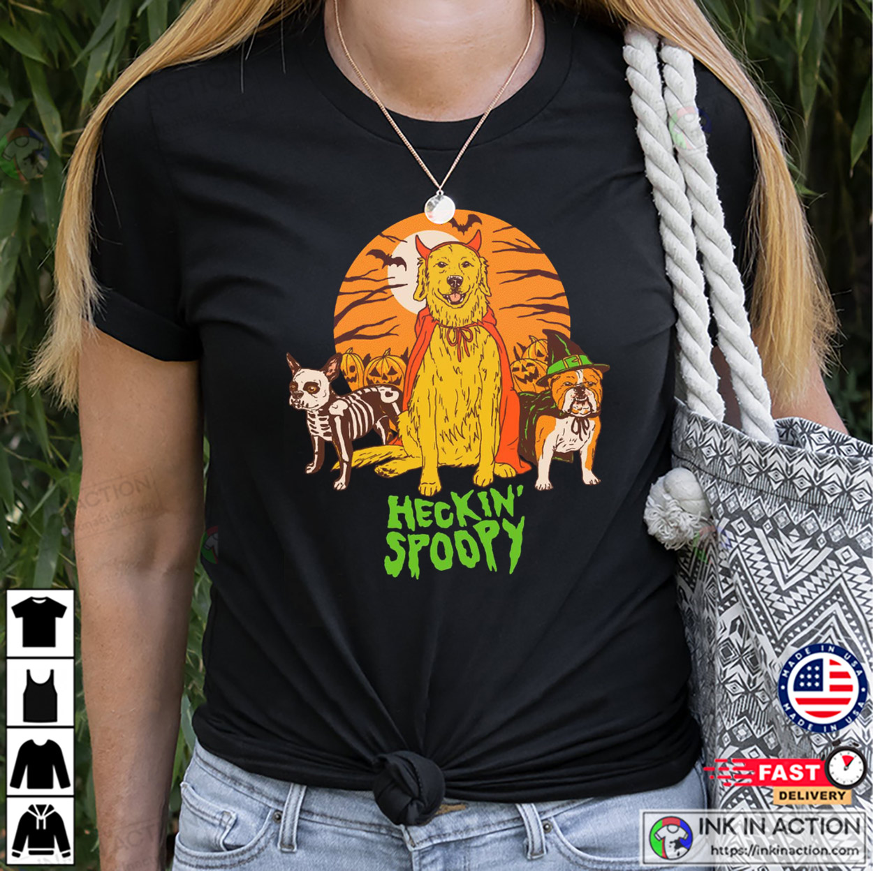 Heckin' Spoopy Halloween Dogs Funny T-shirt