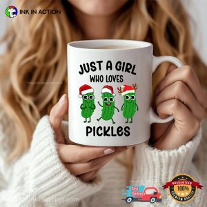 Just a Girl Who Loves Pickles, Christmas Pickle Ceramic Mug 3