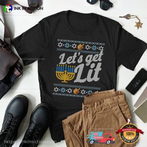 Let’s Get Lit Ugly Hanukkah Shirt