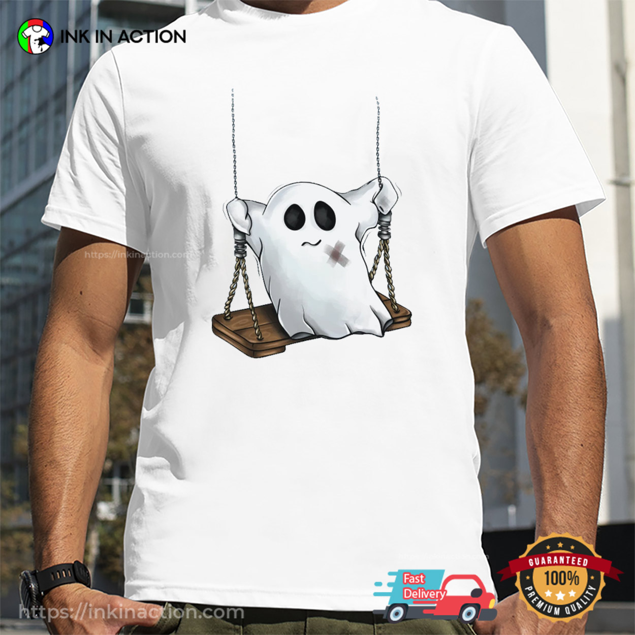 Lonely A Ghost On A Swing Halloween T-shirt