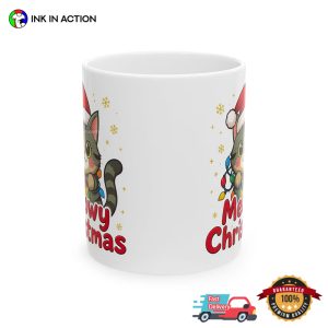 Meowy Christmas Kitten Lights Holiday Cup