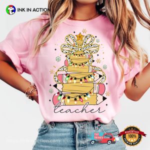 Pencil Tree Teacher Teacher Christmas T shirt 2 InkInAction.com