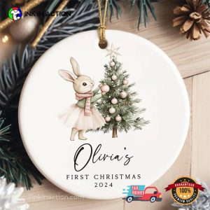 Personalized Baby Girl First Christmas Ornament 1 InkInAction.com