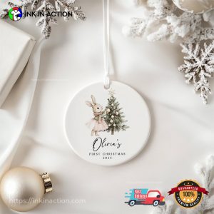 Personalized Baby Girl First Christmas Ornament InkInAction.com