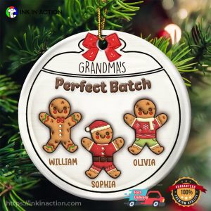 Personalized Christmas Gingerbread Cookies Grandmie's Perfect Patch Ornament 3 InkInAction.com