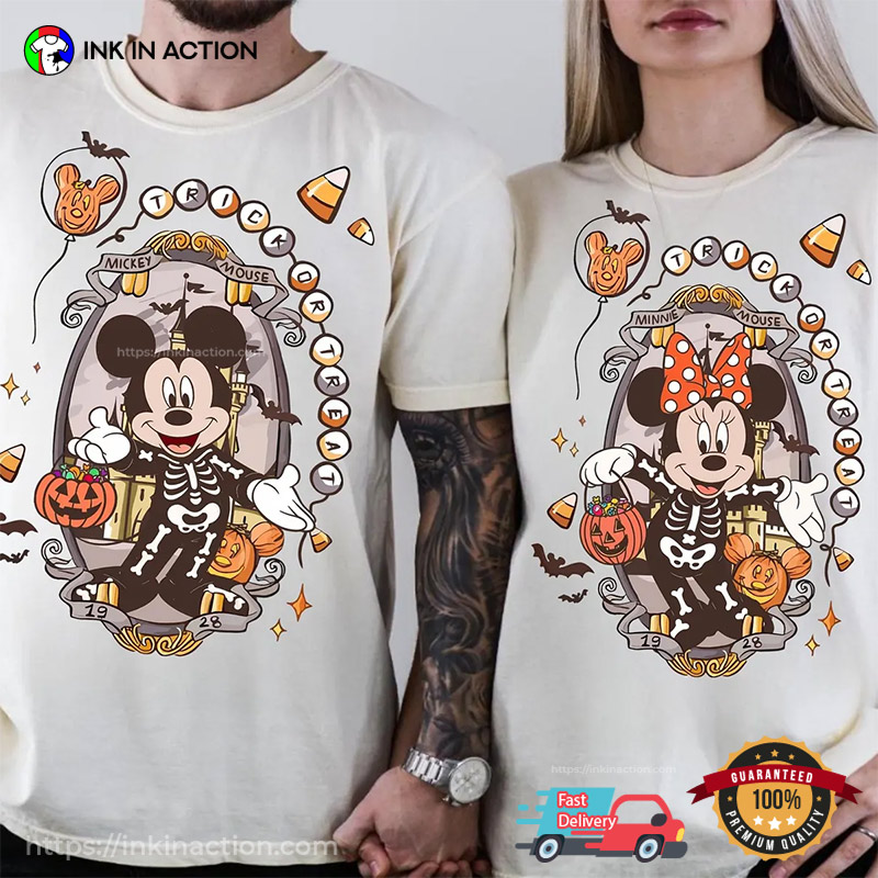Personalized Disney Halloween Mickey And Friends Skeleton Comfort Colors Tee Personalized Disney Halloween Mickey And Friends Skeleton Comfort Colors Tee