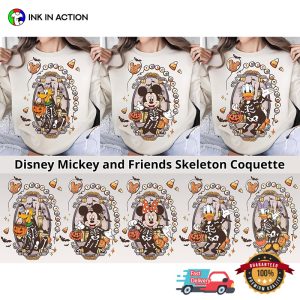 Personalized Disney Halloween Mickey And Friends Skeleton Comfort Colors Tee