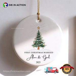 Personalized First Christmas Married Wedding Gift Ornament