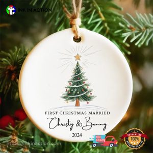 Personalized First Christmas Married Wedding Gift Ornament Personalized First Christmas Married Wedding Gift Ornament