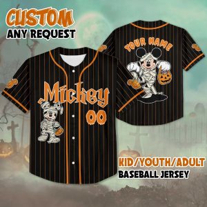 Personalized Halloween Mickey Mummy Baseball Jersey No. 3