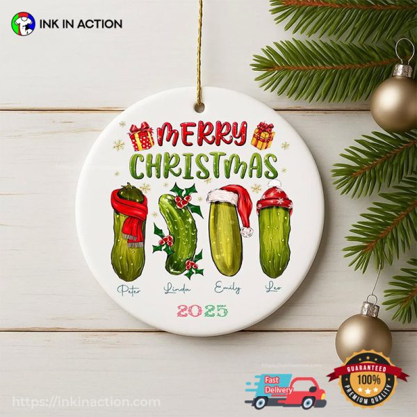 Personalized Merry Christmas Pickles 2025 Ornament