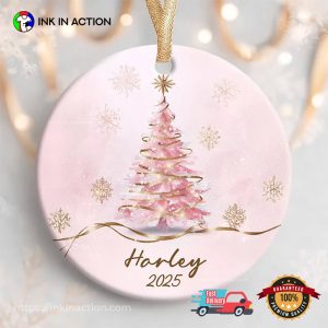 Personalized Pink Christmas Tree Ornament