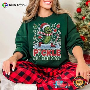 Pickle all the way Funny Christmas Pickle ice skating T shirt 2