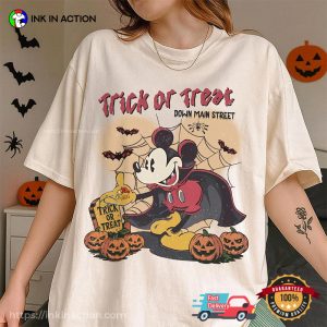 Retor Trick Or Treat Down Main Street Mickey Vampire Comfort Colors T shirt 3